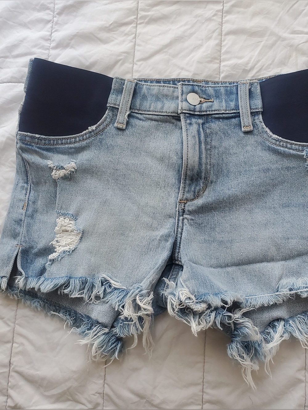 Joe's Jeans Ozzie Light Blue Distressed Denim Maternity Shorts Size 28